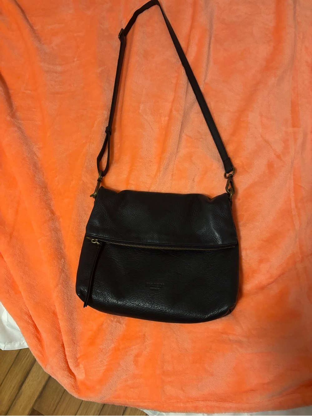 Classic Black Leather Crossbody Shoulder Bag - Margot